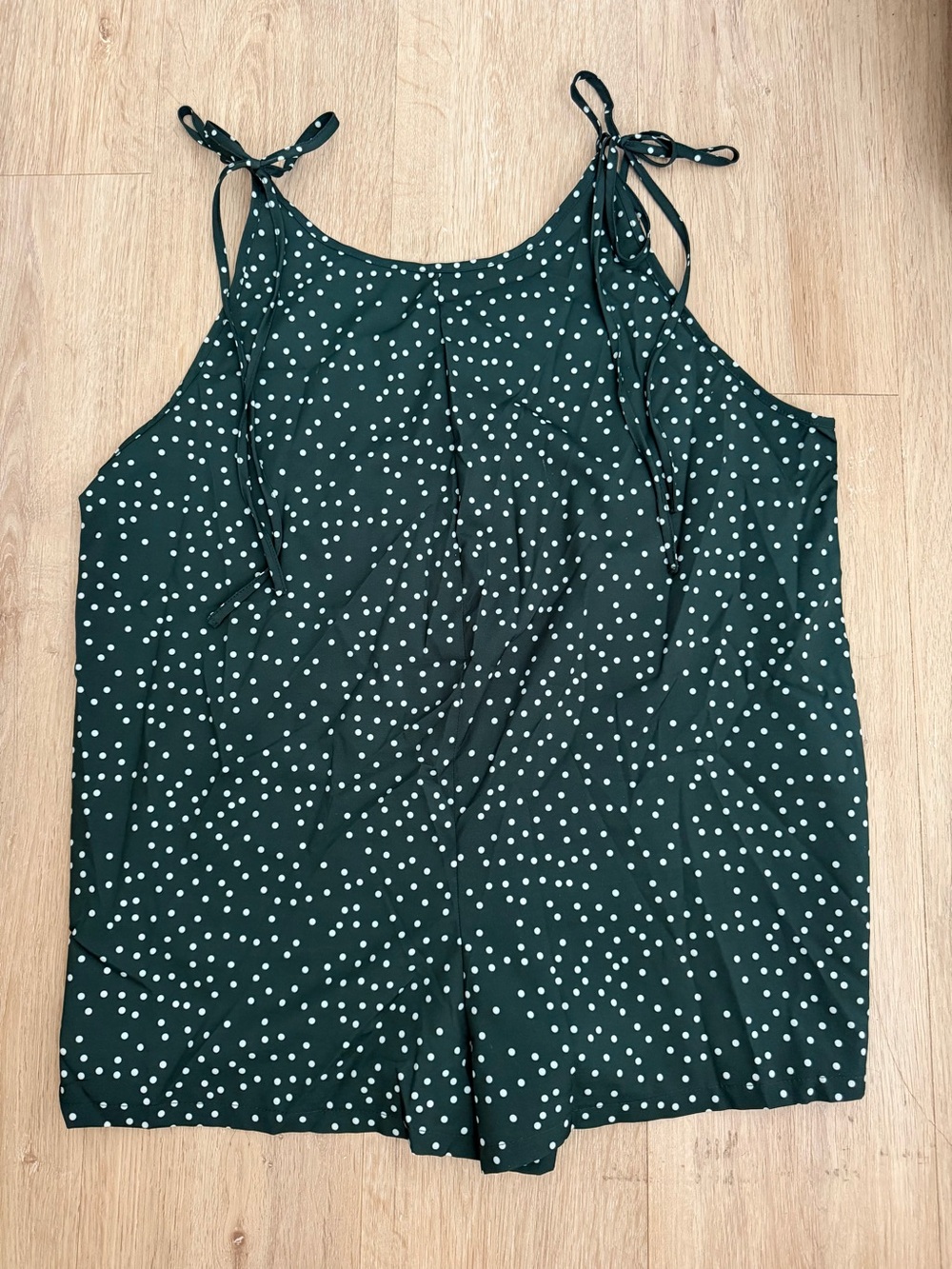 Tie-Strap Polka Dot Maternity Romper - Dark Green